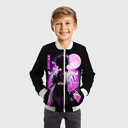 Бомбер детский Шинобу Кочо силуэт Клинок рассекающего демона, цвет: 3D-белый — фото 2
