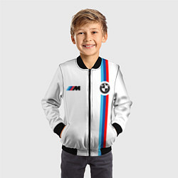 Бомбер детский БМВ 3 STRIPE BMW WHITE, цвет: 3D-черный — фото 2