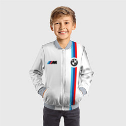 Бомбер детский БМВ 3 STRIPE BMW WHITE, цвет: 3D-серый — фото 2