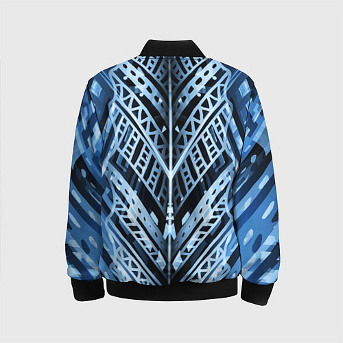 Детский бомбер Неоновый узор Абстракция Голубой и синий цвет на ч / 3D-Черный – фото 2