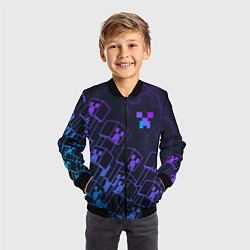 Бомбер детский Minecraft CREEPER NEON, цвет: 3D-черный — фото 2