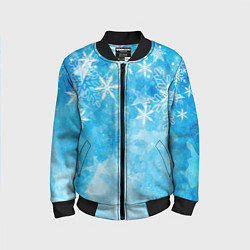 Бомбер детский Новогодние снежинки, цвет: 3D-черный