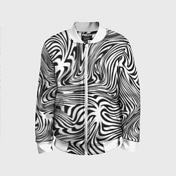 Бомбер детский Сумасшедшая зебра Абстрактный узор с извилистыми л, цвет: 3D-белый