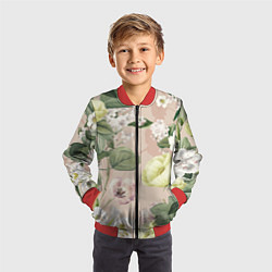 Бомбер детский Цветы Свадебный Букет, цвет: 3D-красный — фото 2