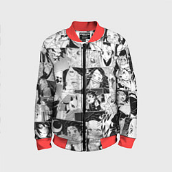 Бомбер детский Клинок рассекающий демонов паттерн, цвет: 3D-красный