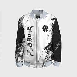 Бомбер детский Black clover чёрный клевер вертикальная надпись, цвет: 3D-серый