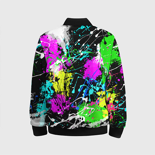 Детский бомбер Разноцветные пятна краски на черном фоне / 3D-Черный – фото 2
