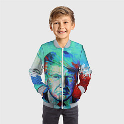 Бомбер детский Дональд Трамп арт, цвет: 3D-серый — фото 2