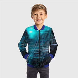 Бомбер детский Неоновые волны и линии - Голубой, цвет: 3D-синий — фото 2