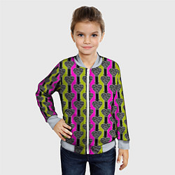 Бомбер детский Striped multicolored pattern Сердце, цвет: 3D-серый — фото 2