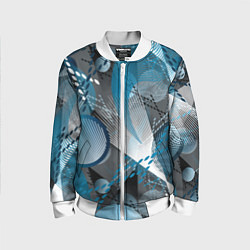 Бомбер детский Абстрактный серо-синий принт, цвет: 3D-белый