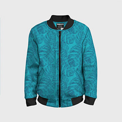 Бомбер детский Синие листья монстеры на голубом, цвет: 3D-черный