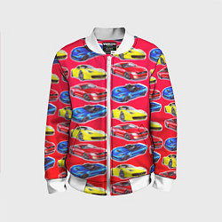 Бомбер детский Спортивные машины, цвет: 3D-белый