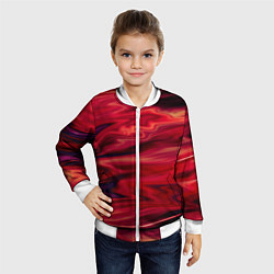 Бомбер детский Красный абстрактный модный узор, цвет: 3D-белый — фото 2
