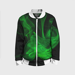Бомбер детский Зелёный абстрактный дым, цвет: 3D-белый