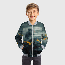 Бомбер детский Абстрактные силуэты и золотая краска, цвет: 3D-серый — фото 2
