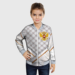 Бомбер детский Герб России white gold, цвет: 3D-серый — фото 2