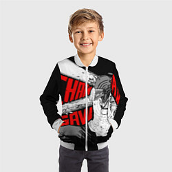 Бомбер детский Человек-бензопила: Дэндзи, цвет: 3D-белый — фото 2