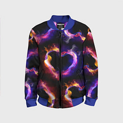 Бомбер детский Пламенное сердце - паттерн, цвет: 3D-синий
