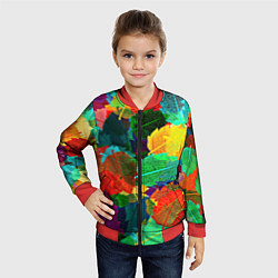 Бомбер детский Colored leaves, цвет: 3D-красный — фото 2