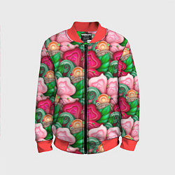 Бомбер детский Калейдоскоп из листьев, цвет: 3D-красный