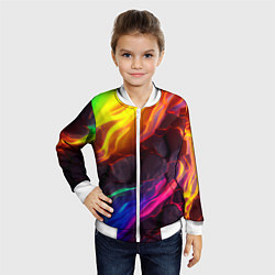 Бомбер детский Neon rainbow lava, цвет: 3D-белый — фото 2