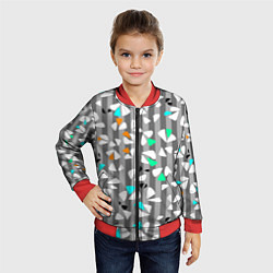 Бомбер детский Abstract pattern on striped gray background, цвет: 3D-красный — фото 2