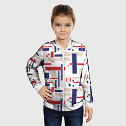 Бомбер детский Геометрический узор Орион красно-синий на белом, цвет: 3D-белый — фото 2