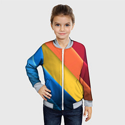 Бомбер детский Радужные полоски, цвет: 3D-серый — фото 2