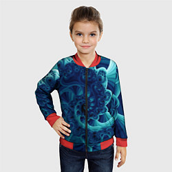 Бомбер детский Закрученный синий фрактал, цвет: 3D-красный — фото 2