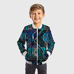 Бомбер детский Сине - черная гранжевая абстракция, цвет: 3D-белый — фото 2