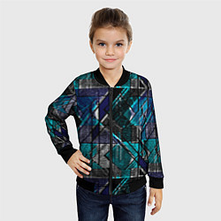 Бомбер детский Сине - черная гранжевая абстракция, цвет: 3D-черный — фото 2
