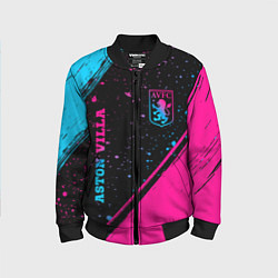 Бомбер детский Aston Villa - neon gradient: надпись, символ, цвет: 3D-черный