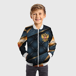 Бомбер детский Золотой герб России на объемном фоне, цвет: 3D-белый — фото 2