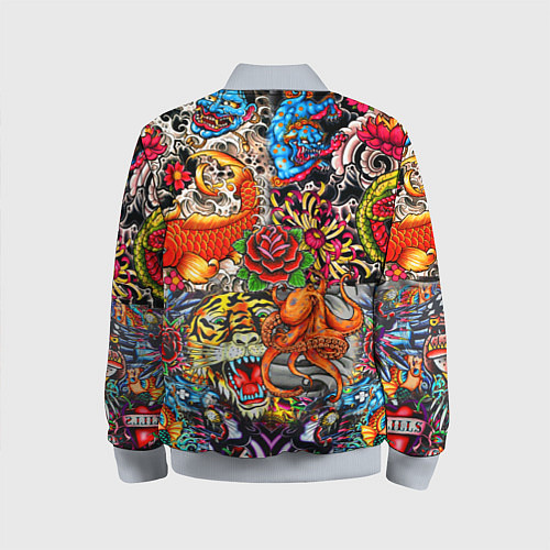 Детский бомбер Красочная иллюстрация / 3D-Серый – фото 2