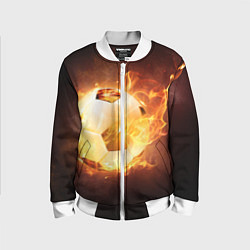 Бомбер детский Футбольный мяч огонь, цвет: 3D-белый