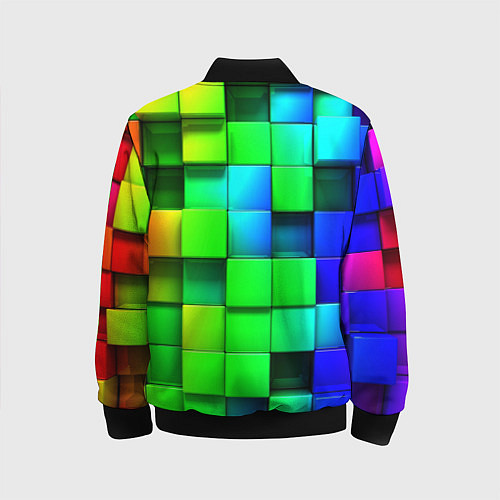Детский бомбер Цветные неоновые кубы / 3D-Черный – фото 2