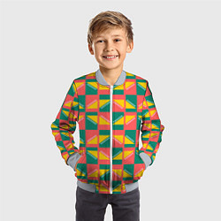 Бомбер детский Геометрический цветной узор, цвет: 3D-серый — фото 2