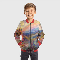 Бомбер детский Осенний пейзаж акварель, цвет: 3D-красный — фото 2