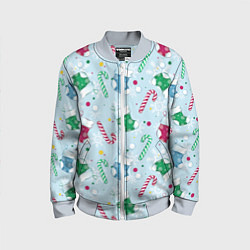Бомбер детский Новогодний паттерн, цвет: 3D-серый