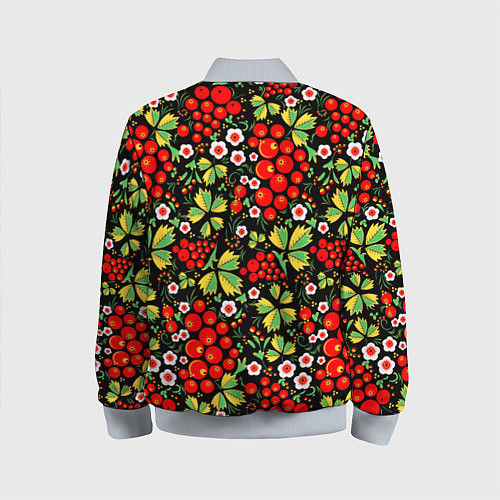Детский бомбер Русские узоры - цветы и ягоды / 3D-Серый – фото 2