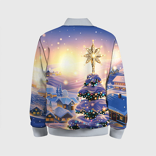 Детский бомбер Новогодняя елочка в деревне / 3D-Серый – фото 2