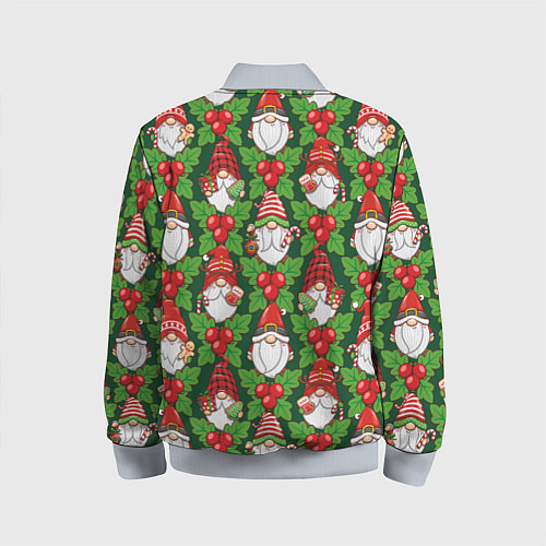 Детский бомбер Новогодние гномы - паттерн / 3D-Серый – фото 2