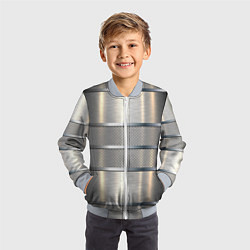 Бомбер детский Металлические полосы - текстура алюминия, цвет: 3D-серый — фото 2