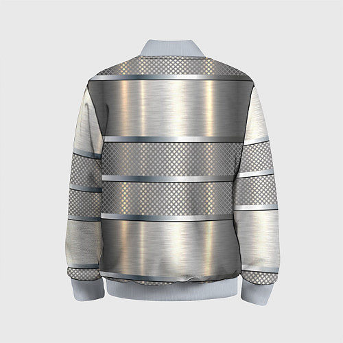 Детский бомбер Металлические полосы - текстура алюминия / 3D-Серый – фото 2