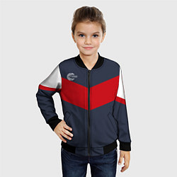 Бомбер детский FIRM темно-синий с красной полосой, цвет: 3D-черный — фото 2