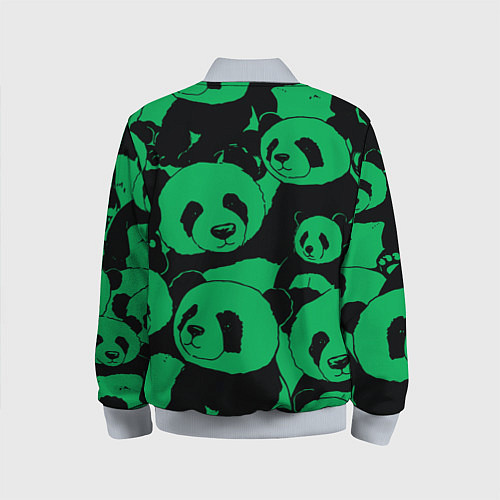 Детский бомбер Panda green pattern / 3D-Серый – фото 2