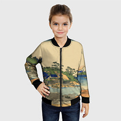 Бомбер детский Японская гравюра с деревней, цвет: 3D-черный — фото 2