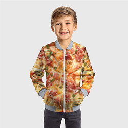 Бомбер детский Вкусная пицца, цвет: 3D-серый — фото 2