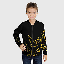 Бомбер детский Золотая каллиграфия на черном фоне, цвет: 3D-черный — фото 2